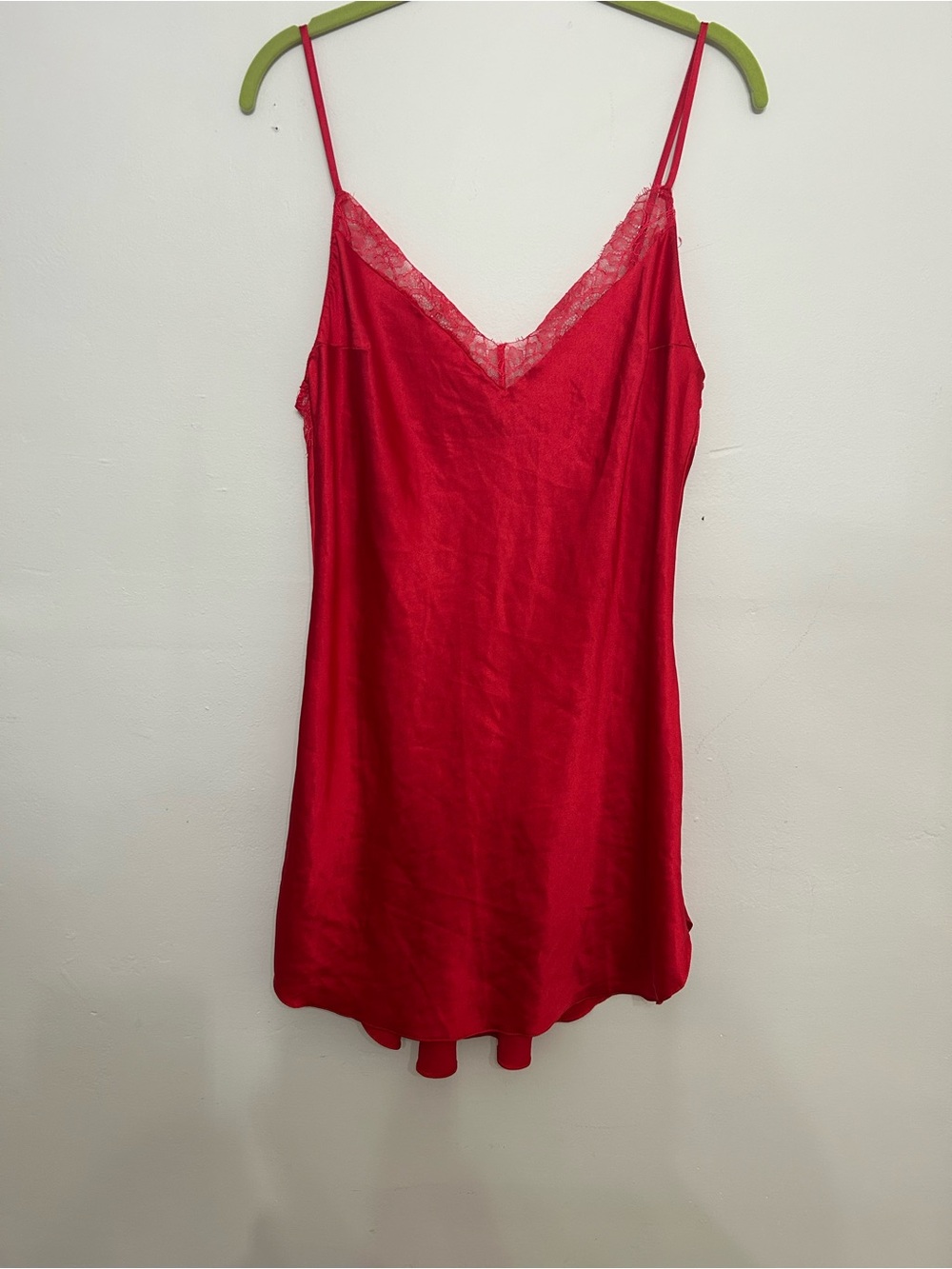 Victoria’s Secret Red Satin Lace Slip Dress Medium